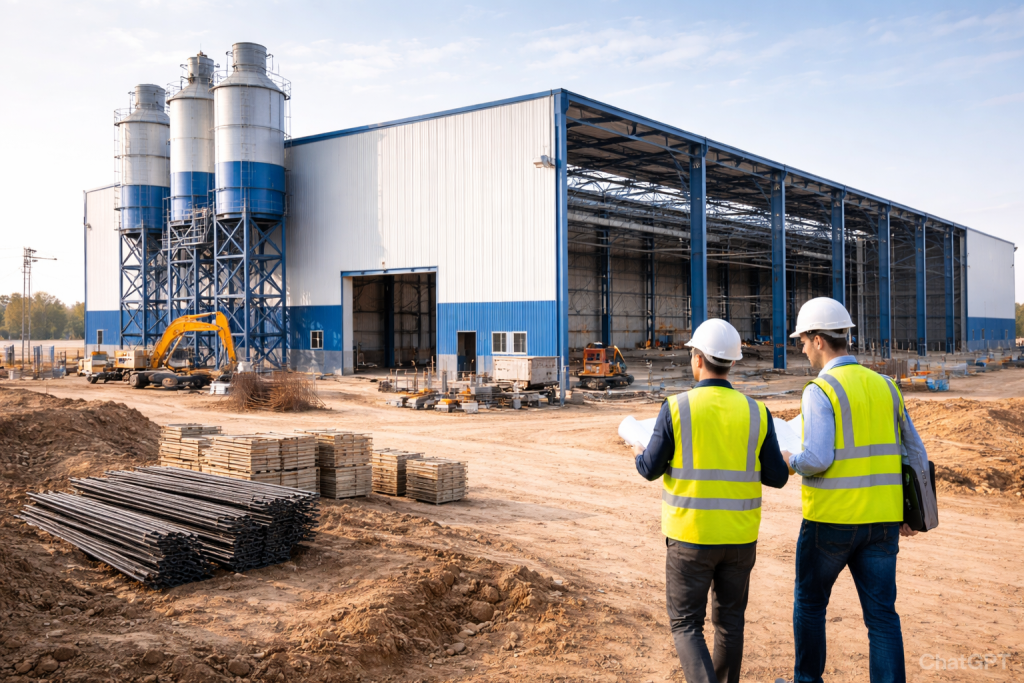 Industrial warehouse construction project completed by Macrise in Pakistan